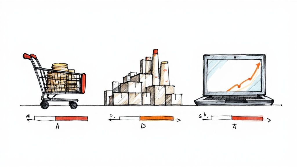 An image showing bar graphs comparing different industries, symbolizing financial comparison.